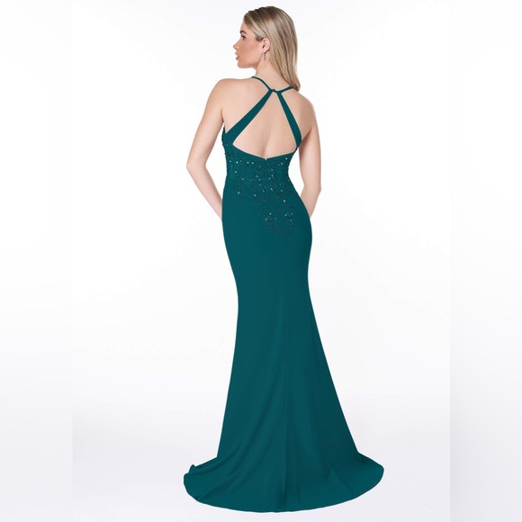 Azazie Adaly Dusty Sage Mermaid Floor Length Dress Size 8 - Picture 4 of 5